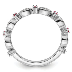 Sterling Silver Stackable Expressions Created Ruby Diamond Ring