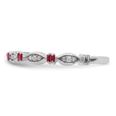 Sterling Silver Stackable Expressions Created Ruby Diamond Ring