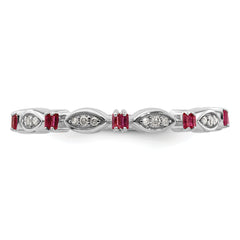 Sterling Silver Stackable Expressions Created Ruby Diamond Ring