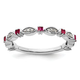 Sterling Silver Stackable Expressions Created Ruby Diamond Ring