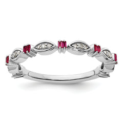 Sterling Silver Stackable Expressions Created Ruby Diamond Ring