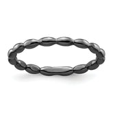 Sterling Silver Stackable Expressions Black-plated Rice Ring