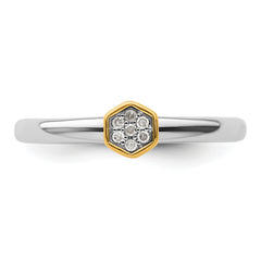 Sterling Silver Stackable Expressions Gold-Plated Diamond Ring