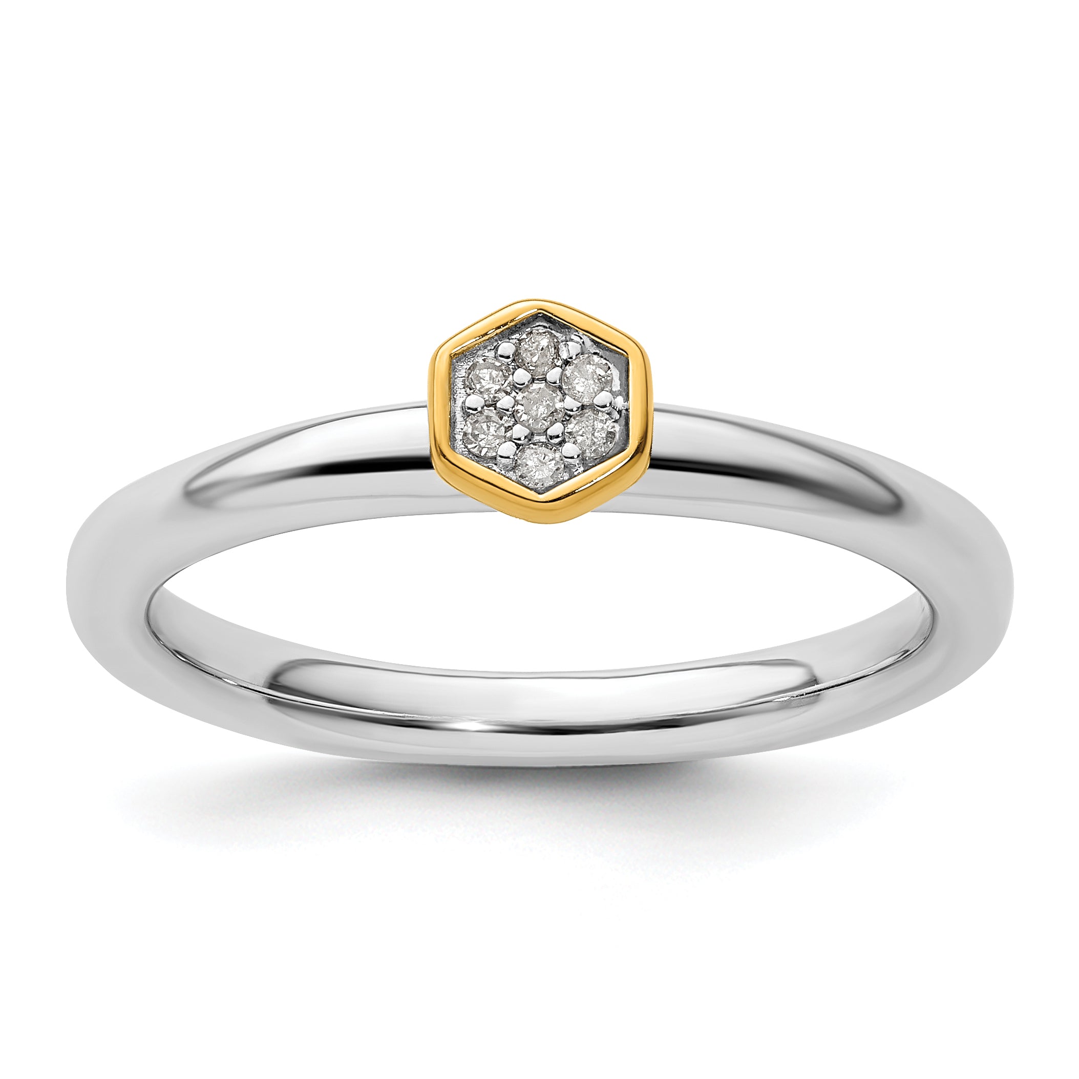 Sterling Silver Stackable Expressions Gold-Plated Diamond Ring