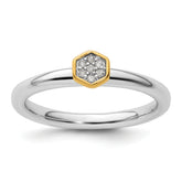 Sterling Silver Stackable Expressions Gold-Plated Diamond Ring