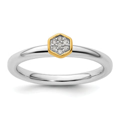 Sterling Silver Stackable Expressions Gold-Plated Diamond Ring