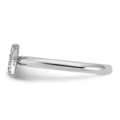 Sterling Silver Stackable Expressions Rhodium-plated CZ X Ring