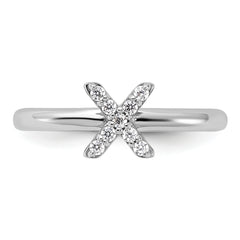 Sterling Silver Stackable Expressions Rhodium-plated CZ X Ring