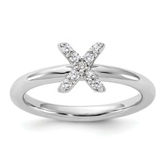 Sterling Silver Stackable Expressions Rhodium-plated CZ X Ring