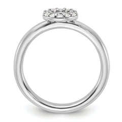 Sterling Silver Stackable Expressions Rhodium-plated CZ O Ring