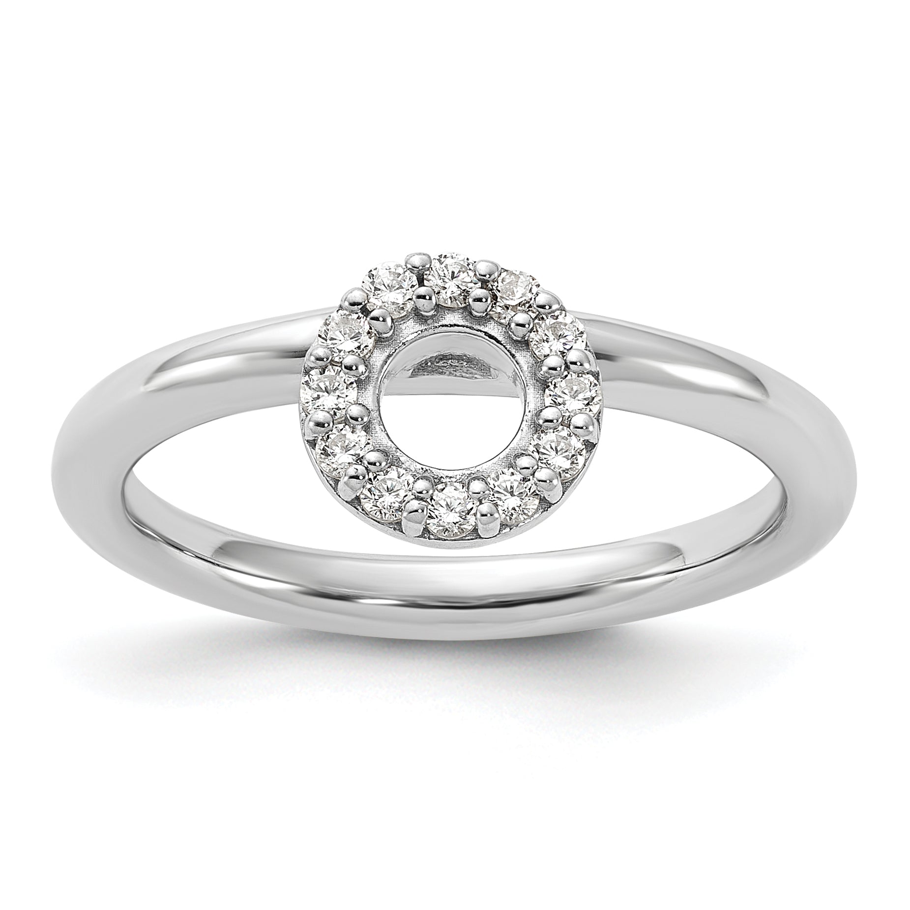 Sterling Silver Stackable Expressions Rhodium-plated CZ O Ring