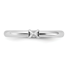 Sterling Silver Stackable Expressions Rhodium-plated X Ring