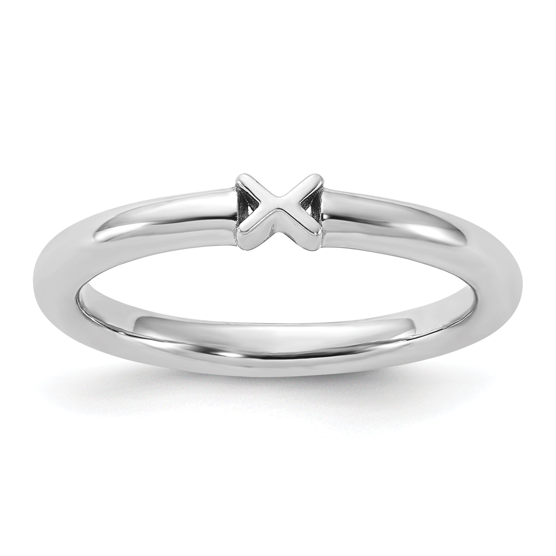 Sterling Silver Stackable Expressions Rhodium-plated X Ring