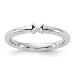 Sterling Silver Stackable Expressions Rhodium-plated X Ring