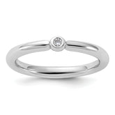 Sterling Silver Stackable Expressions Rhodium-plated CZ Ring