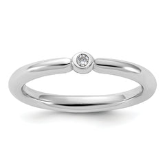 Sterling Silver Stackable Expressions Rhodium-plated CZ Ring