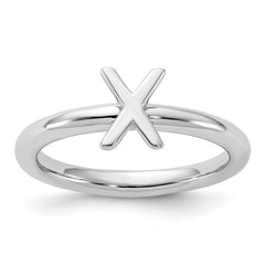 Sterling Silver Stackable Expressions Rhodium-plated X Ring