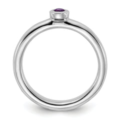 Sterling Silver Stackable Expressions Rhodium-plated Amethyst Ring