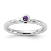 Sterling Silver Stackable Expressions Rhodium-plated Amethyst Ring