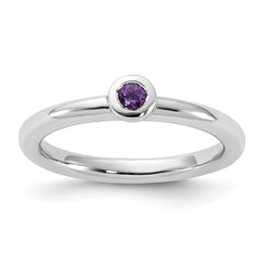 Sterling Silver Stackable Expressions Rhodium-plated Amethyst Ring