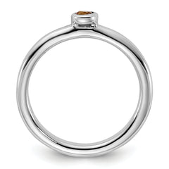 Sterling Silver Stackable Expressions Rhodium-plated Citrine Ring