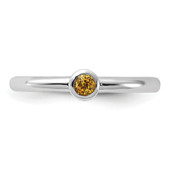 Sterling Silver Stackable Expressions Rhodium-plated Citrine Ring