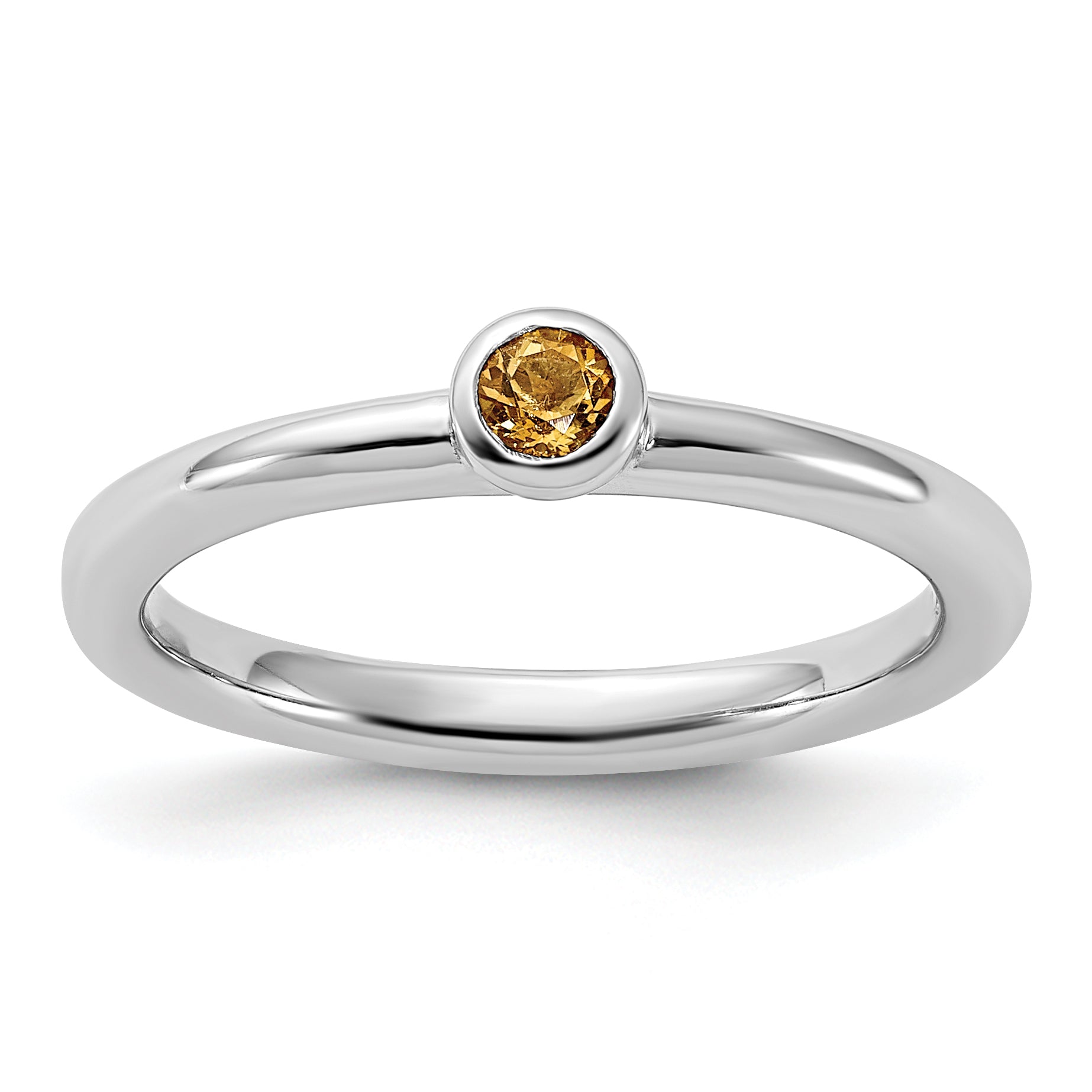 Sterling Silver Stackable Expressions Rhodium-plated Citrine Ring