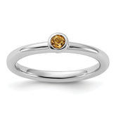 Sterling Silver Stackable Expressions Rhodium-plated Citrine Ring