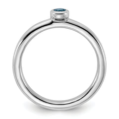 Sterling Silver Stackable Expressions Rhodium-plated Light Swiss Blue Topaz Ring