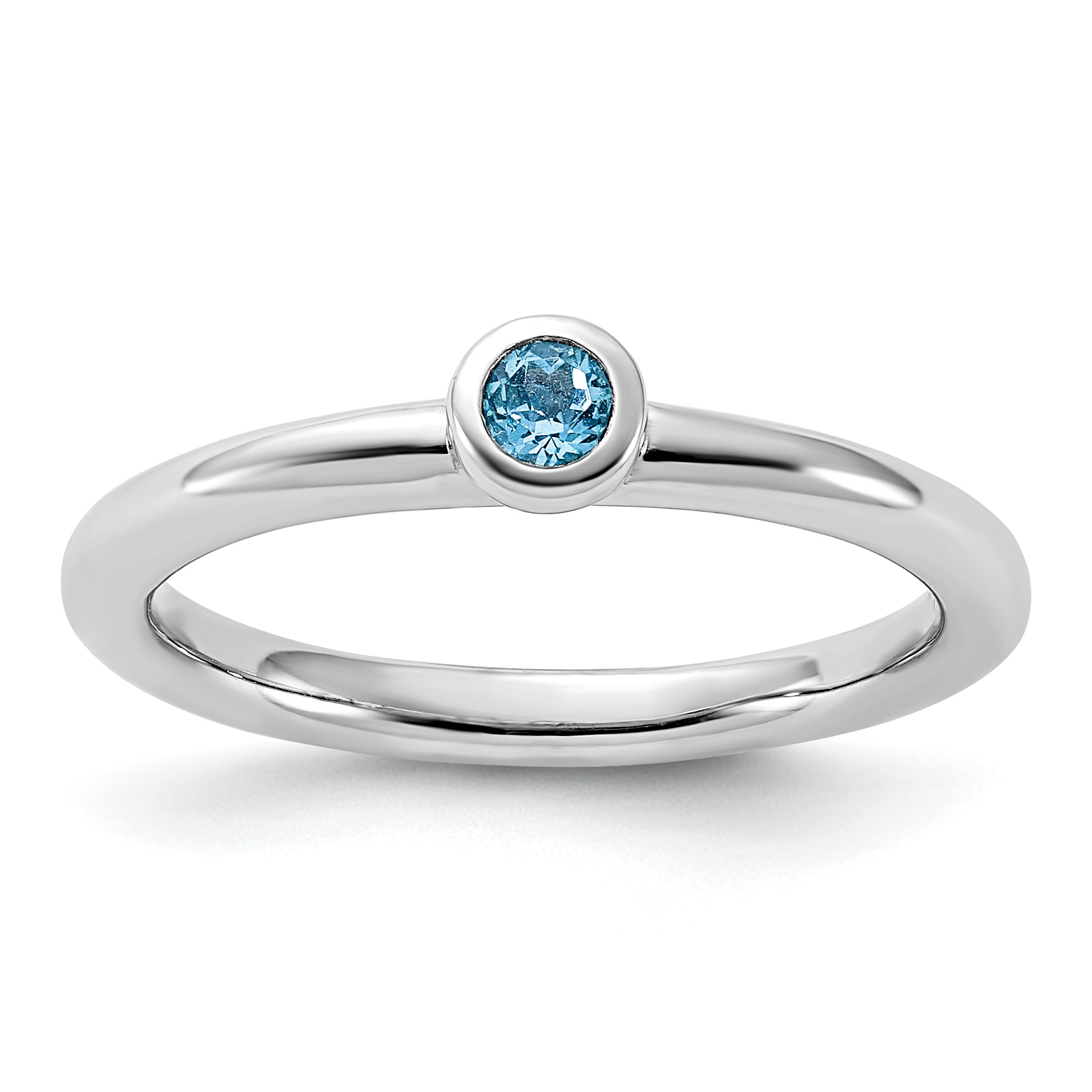 Sterling Silver Stackable Expressions Rhodium-plated Light Swiss Blue Topaz Ring