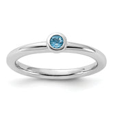 Sterling Silver Stackable Expressions Rhodium-plated Light Swiss Blue Topaz Ring