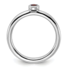 Sterling Silver Stackable Expressions Rhodium-plated Garnet Ring