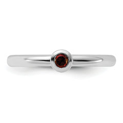 Sterling Silver Stackable Expressions Rhodium-plated Garnet Ring