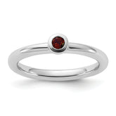 Sterling Silver Stackable Expressions Rhodium-plated Garnet Ring