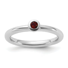 Sterling Silver Stackable Expressions Rhodium-plated Garnet Ring