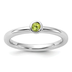 Sterling Silver Stackable Expressions Rhodium-plated Peridot Ring