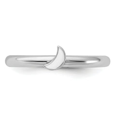 Sterling Silver Stackable Expressions Rhodium-plated Moon Ring