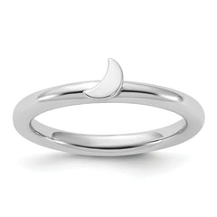 Sterling Silver Stackable Expressions Rhodium-plated Moon Ring
