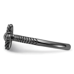 Sterling Silver Stackable Expressions Black Rhodium Textured Cross Ring