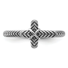 Sterling Silver Stackable Expressions Oxidized and Textured Cross Ring