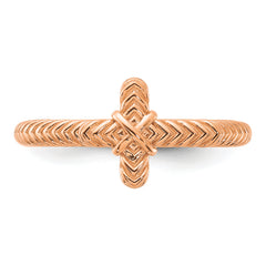 Sterling Silver Stackable Expressions Rose Gold-plated Textured Cross Ring