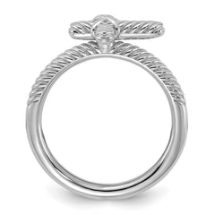 Sterling Silver Stackable Expressions Rhodium-plated Textured Cross Ring