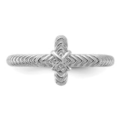 Sterling Silver Stackable Expressions Rhodium-plated Textured Cross Ring