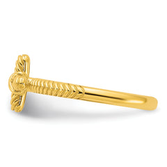 Sterling Silver Stackable Expressions Gold-plated Textured Cross Ring