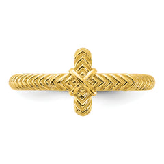 Sterling Silver Stackable Expressions Gold-plated Textured Cross Ring