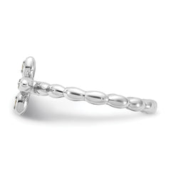 Sterling Silver Stackable Expressions Rhodium-plated Aquamarine Cross Ring