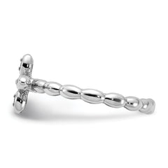 Sterling Silver Stackable Expressions Rhodium-plated White Topaz Cross Ring
