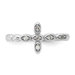 Sterling Silver Stackable Expressions Rhodium-plated White Topaz Cross Ring
