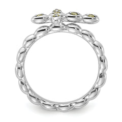 Sterling Silver Stackable Expressions Rhodium-plated Peridot Cross Ring