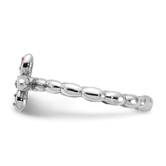 Sterling Silver Stackable Expressions Rhodium-plated Pink Tourmaline Cross Ring